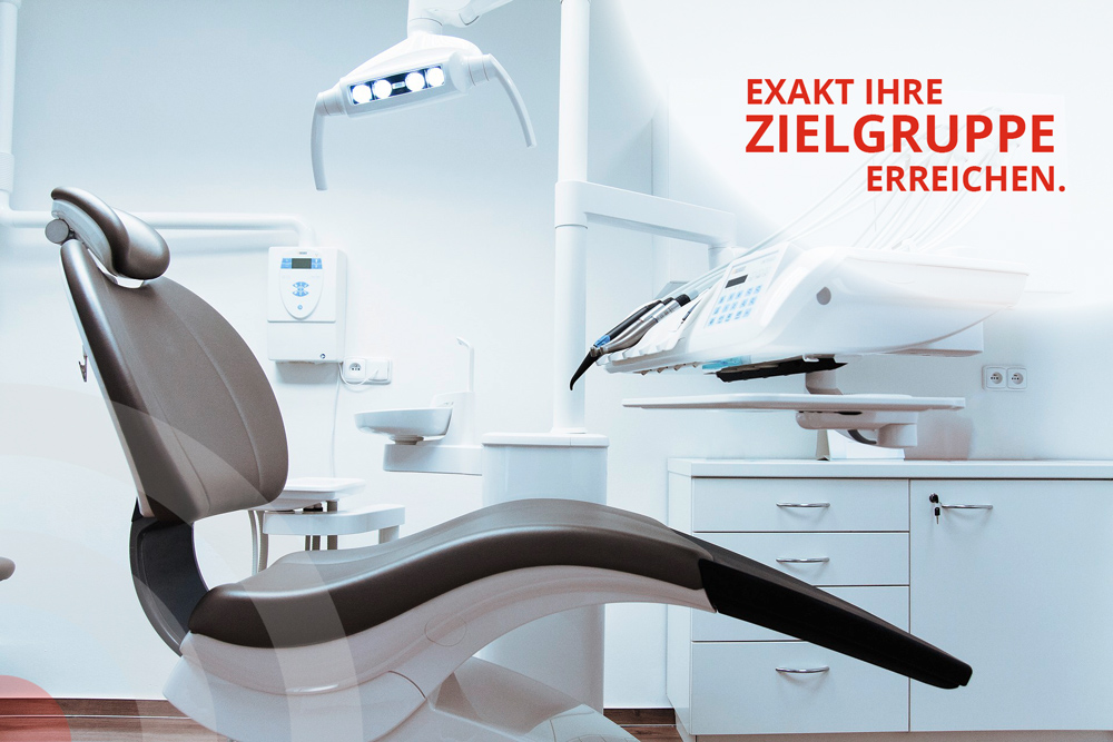 Zahnarzt-Stuhl / Behaldungseinheit - Mit TARGETER Dental bequem Ihre Zielgruppe erreichen.